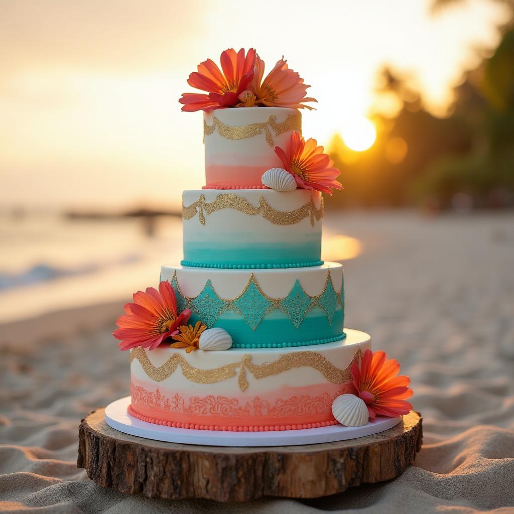 Beach wedding cake