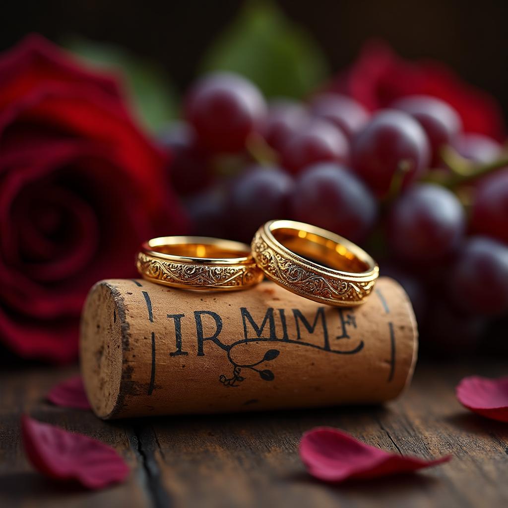 Wedding rings on cork